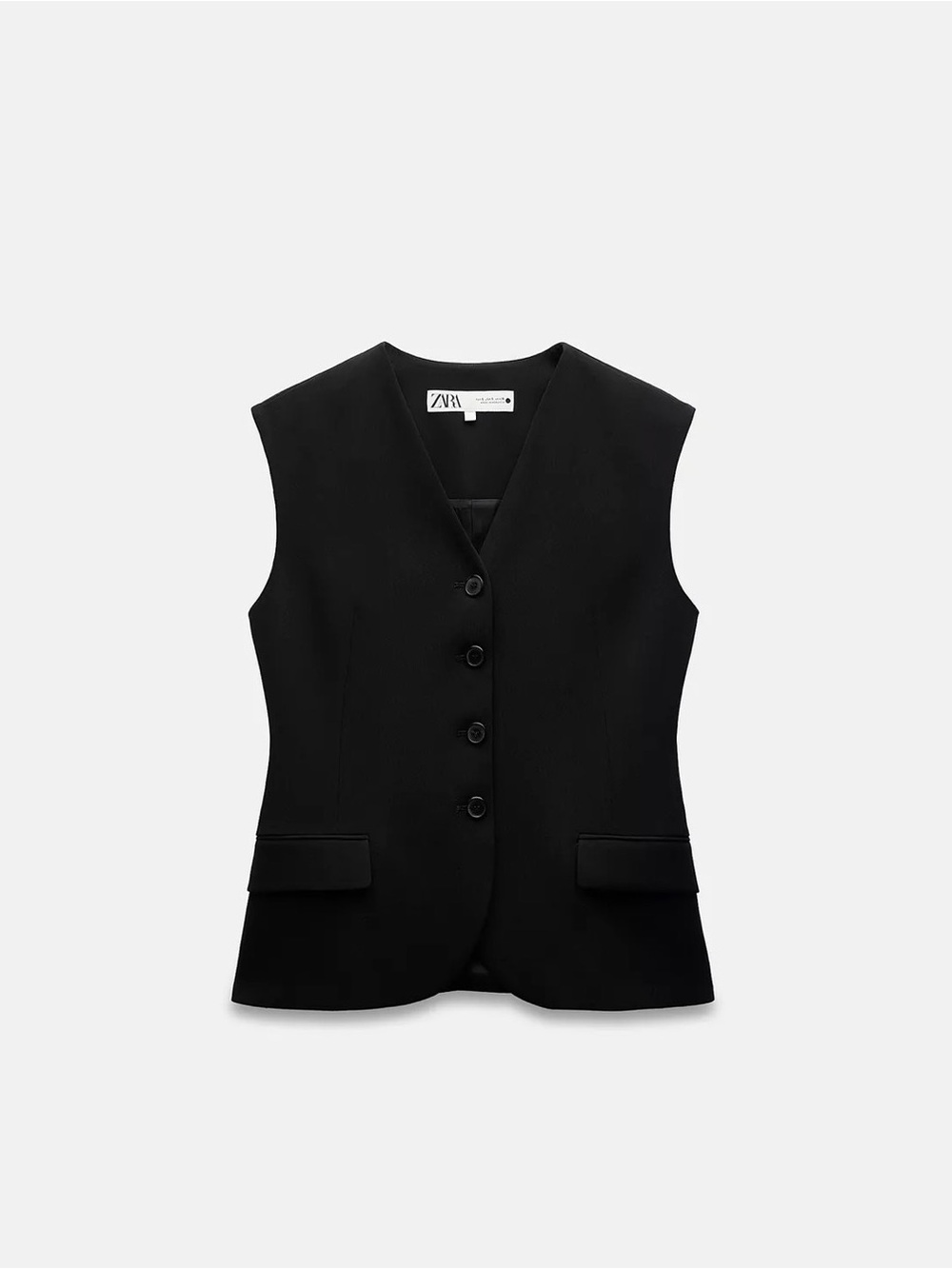 ZARA Black Structured Women’s Vest with Button Front